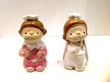 Vintage 1970's Ceramic Bell Hop & Maid Girl Salt and Pepper Shakers UTCTI Japan picture