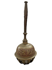 Vintage Brass Claw Brass Bell with Handle India Red Etched 6