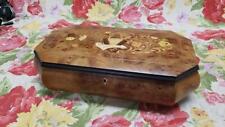 Large Italian burl wood inlay musical jewelry box. Plays 