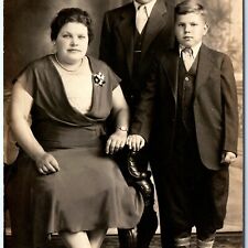 c1930s Big Happy Family RPPC Married Man Woman Young Kid Real Photo Dapper A160 picture