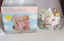 BUNNY TOWNE SCHOOL HAND PAINTED PORCELAIN LIGHTED EASTER HOUSE picture
