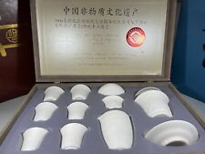 traditional engraved ceramic white matt texture Chinese tea set picture