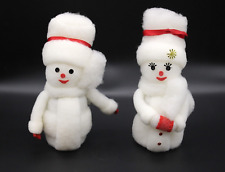 VTG Snowman Couple Christmas Figures Dolls Cotton Batting Felt Sequin Eyes 9