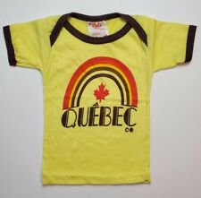 Vintage 70s 80s Ringer Tee T-Shirt Yellow Baby 6-9 Months Quebec Canada  picture