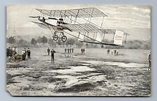 C.1910 HENRI FARMAN RECORD AIRPLANE EARLY AVIATION EIFFEL CORSET AD Postcard PS picture