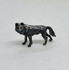 Vintage 1970s Solid Pewter Grey Wolf Figurine Mini Dollhouse 1.5” Art Decor 20 picture
