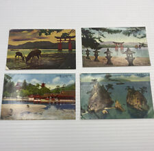 Deer Gates Temples Beach Ship Water  Horaiyuwa Miyajima Aki Japan Postcard Set 2 picture