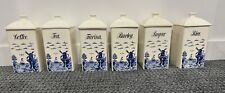 Vintage G.M.T. Co., Inc. Germany Canister Set - Windmill - Blue & White - 6 picture