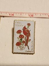 Vintage USPS Ohio 20 Cent Cardinal Red Carnation Enamel Stamp Pin picture