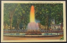 Elyria OH Ely Park Electric Fountain Night View VTG Teich Linen Postcard Unused picture