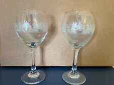 Vintage Arbys Frosted Winter Pine Tree Wine Goblets Glasses Christmas Libbey Lot picture