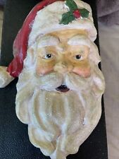 Vintage Ceramic Hand Painted Santa Head Face Wall Hanging picture