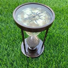 Nautical Vintage Brass Sand Timer Antique Maritime Hourglass with Compass gift picture