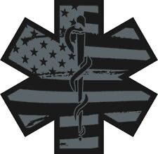 Black Flag Subdued Reflective Star Of Life Fire Helmet Decal EMT 3 inch style 2 picture