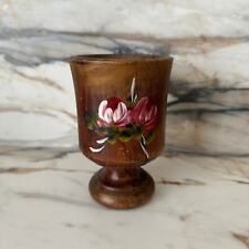 Vintage Hand Painted Floral Wooden Goblet picture