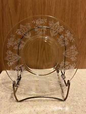 9 Vintage Tiffin Franciscan Cherokee ROSE Etched Crystal Salad Luncheon Plates picture