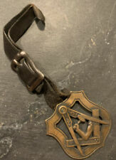 Antique Jr. OUAM Order American Mechanics Watch Fob Brass Square Arm Hammer  picture