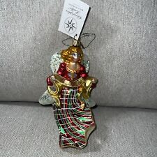 Rare Vintage Christopher Radko  Gloria Plaid Angel Glass Blown Ornament picture