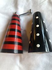 William Bounds Dated Red Stripe And Black Polka Dot Art Salt And Pepper picture