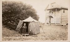 Young Campers at Neah-Kah-Nie Beach Oregon RPPC Postcard c.1920 UNP picture