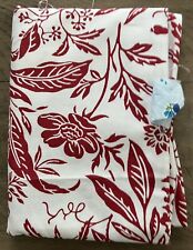 Vintage Home Collection Heavy Ticking Fabric Red White Flowers Floral 1-1/2Yards picture