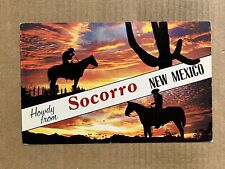 Postcard Socorro NM New Mexico Greetings Cowboys Horseback Desert Vintage PC picture