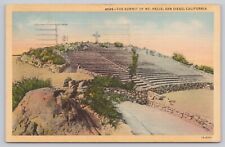 San Diego California, Mount Helix Summit Amphitheater Cross, Vintage Postcard picture