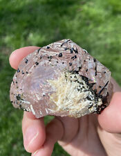 Top Color Morganite Crystal Specimen With Black Tourmaline - Brazil (113 Grams) picture