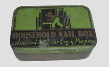 Vintage Household Nail Box ~ Assorted Nails for Every Purpose Tin ~ w/Nails picture