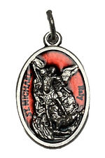 Catholic Saint Michael & Guardian Angel Red Enamel Religious Medal Italy picture