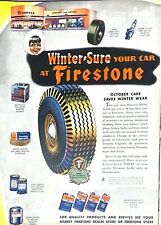 1944 Firestone Tire Vintage Print Ad  Wintersure Your Car October Care  picture