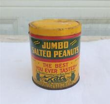 Katz Drugstore Vintage 1lb Jumbo Salted Peanuts Tin Can Kansas City St Joseph Mo picture