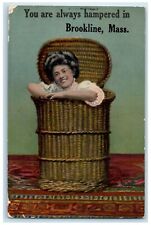 1912 You Are Always Hampered Basket Brookline Massachusetts MA Vintage Postcard picture