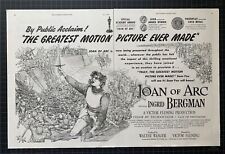 Vintage 1949 “Joan of Arc” Film Print Ad- Ingrid Bergman picture