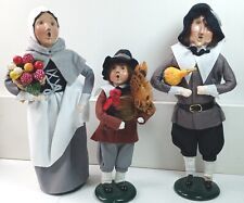 Byers Choice 1996 1997 Thanksgiving Pilgrim Lot of 3 /EUC SIGNED Figures picture