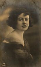 1920s Pretty Darling Girl Curly Hair Portrait Vintage Photo card picture