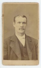 Antique CDV Circa 1870s Large Strong Looking Handsome Man With Mustache in Suit picture