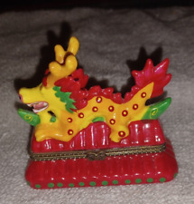 Adorable Hinged Trinket Box Chinese Dragon with Good Luck Coin picture