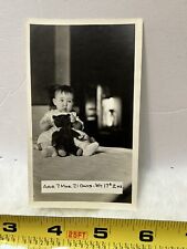 Vintage Photo Snapshot Of Cute Little Baby Holding Teddy Bear 7months Old  picture