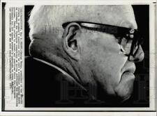 1973 Press Photo George Meany, President of the AFL-CIO listens in Washington picture