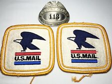 Vintage Original United States Post Office USPS Metal Badge #113 & 2 Patches Lot picture