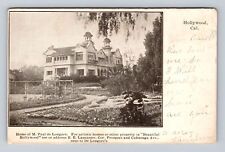 Hollywood CA-California, Home Of M Paul de Longpre Antique, Vintage Postcard picture