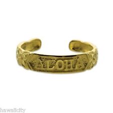 Hawaiian Heirloom Jewelry 14k Yellow Gold Finish ALOHA Toe Ring       picture