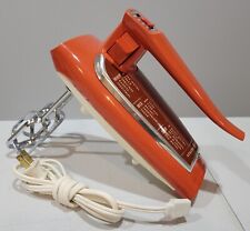 VINTAGE 1960s FLAME ORANGE GENERAL ELECTRIC GE HAND MIXER - SERVICED -RUNS GREAT picture