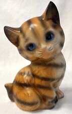 Vintage Lugene’s Blue Eyes Orange Tabby Kitten 6” Japan Figurine Porcelain picture