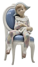 LLadro Figurine 1229 YOUNG HARLEQUIN Boy in Chair Retired No Box picture