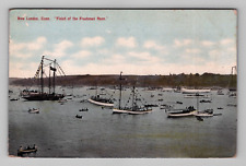 Postcard  New London Connecticut Freshman Race Finish Boats Ship View CT 1900s picture
