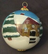 IMPULS Mouth Blown Hand Painted Glass Christmas Cabin in the Woods picture