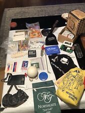 Vintage golf junk drawer lot Walking ball Tees Yardage Matches Bags Survival Bag picture