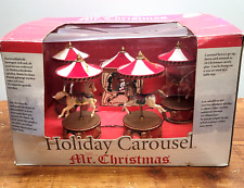 RARE Vtg 2002 Mr.Xmas Musical HOLIDAY CAROUSEL HORSES Plays 16 Carols SEE VIDEO picture